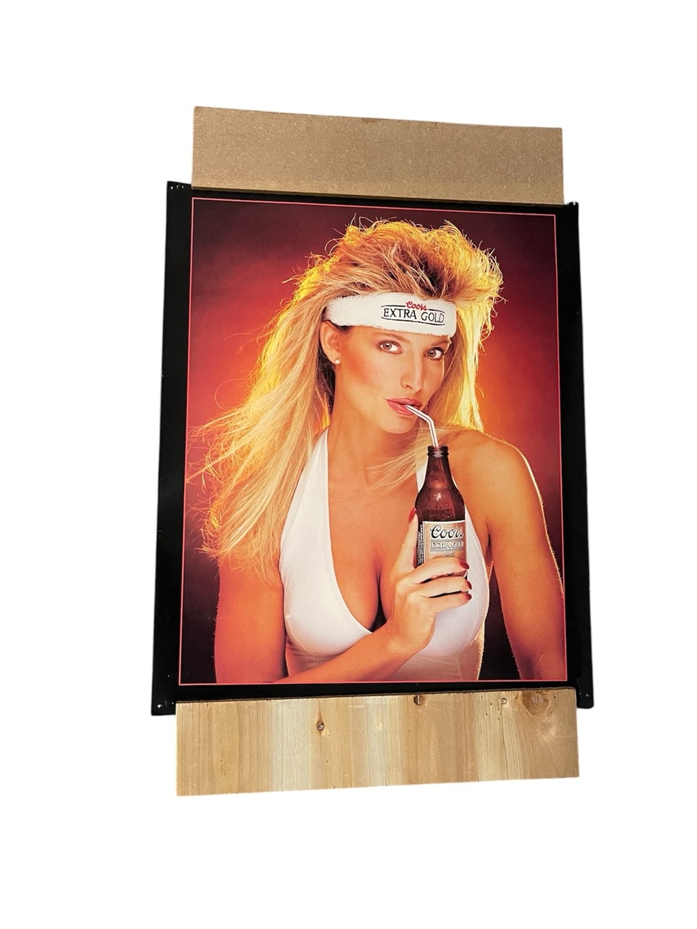 Coors Extra Gold Vintage Poster - Blonde Model with Bottle